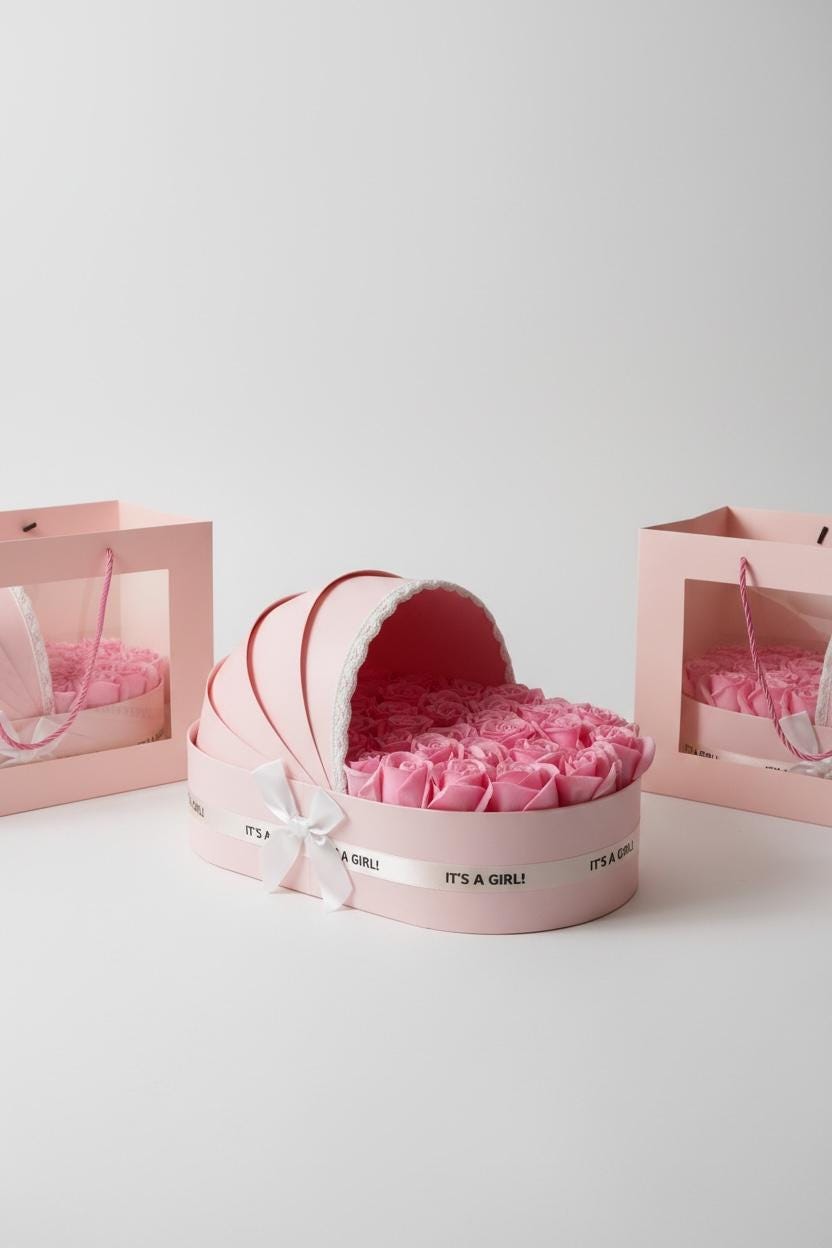 The Blush Cradle Set with Powder Pink Floral