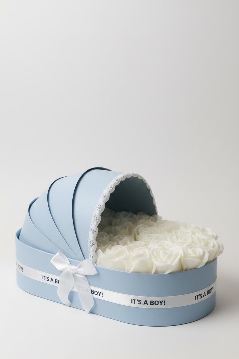 The Powder Blue Cradle Set with Ivory Florals