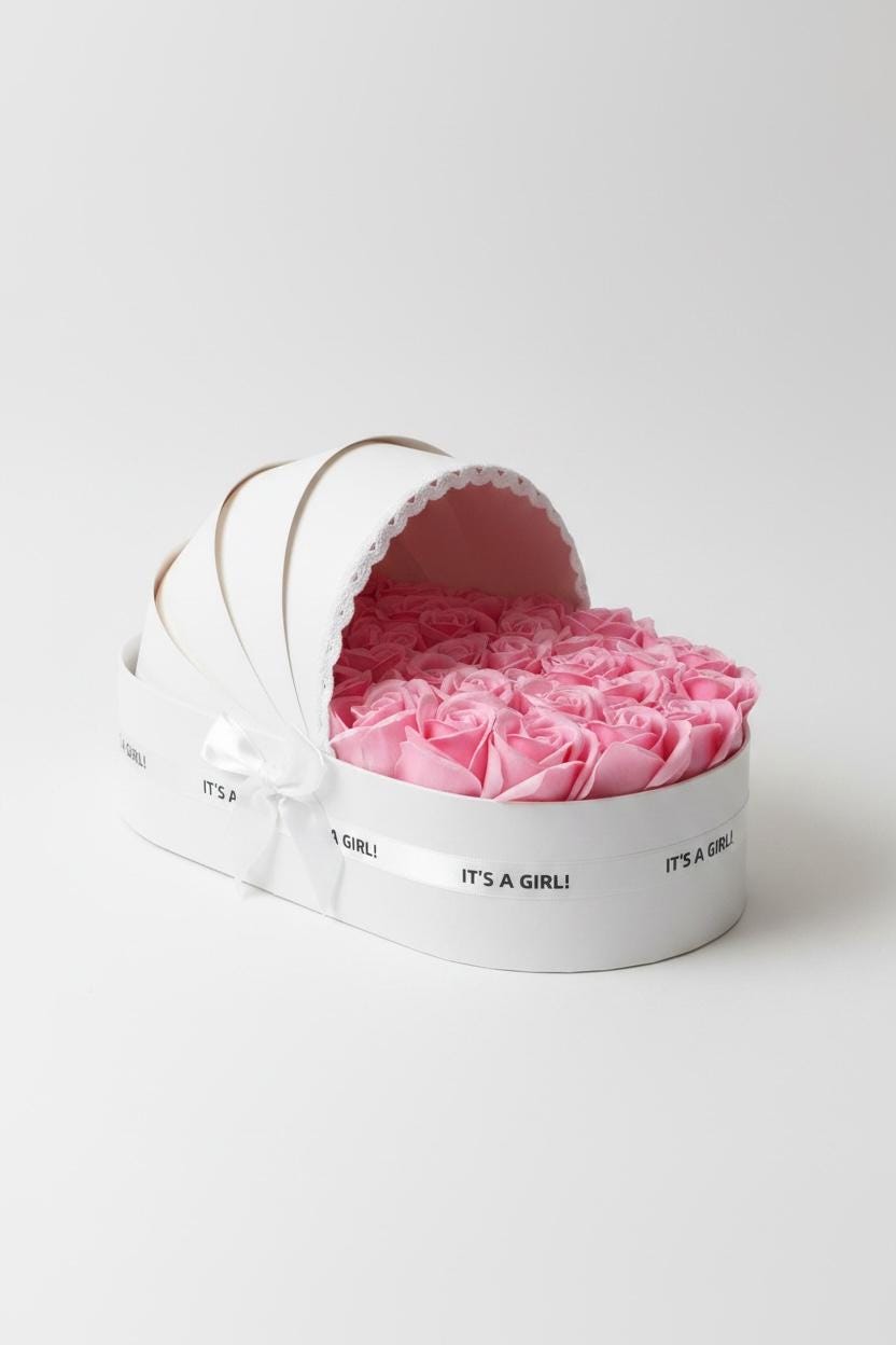 Ivory Cradle Set with Powder Pink Floral