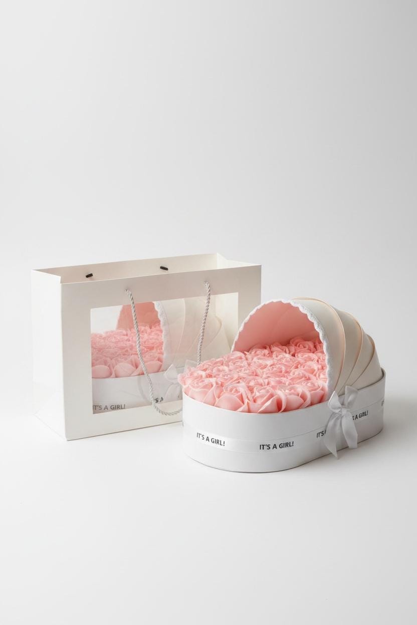 The Ivory Cradle Set with Blush Floral