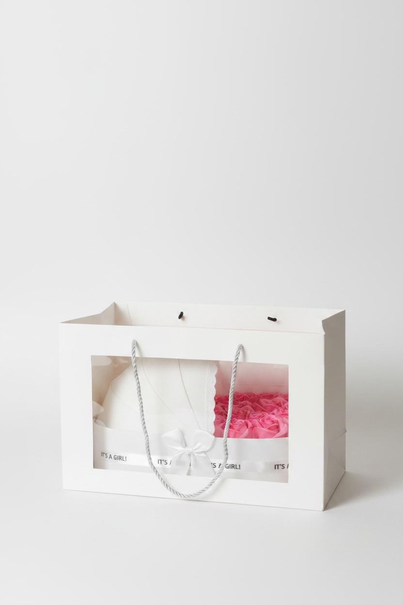The Ivory Cradle Set with Fuchsia Floral