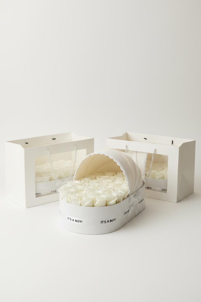 Ivory Cradle Set with Ivory Floral