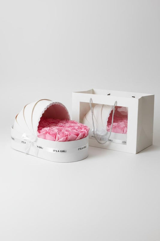 Ivory Cradle Set with Powder Pink Floral