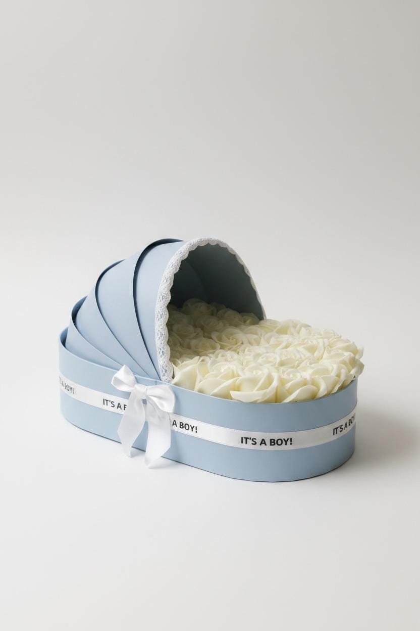 The Powder Blue Cradle Set with Cream Floral