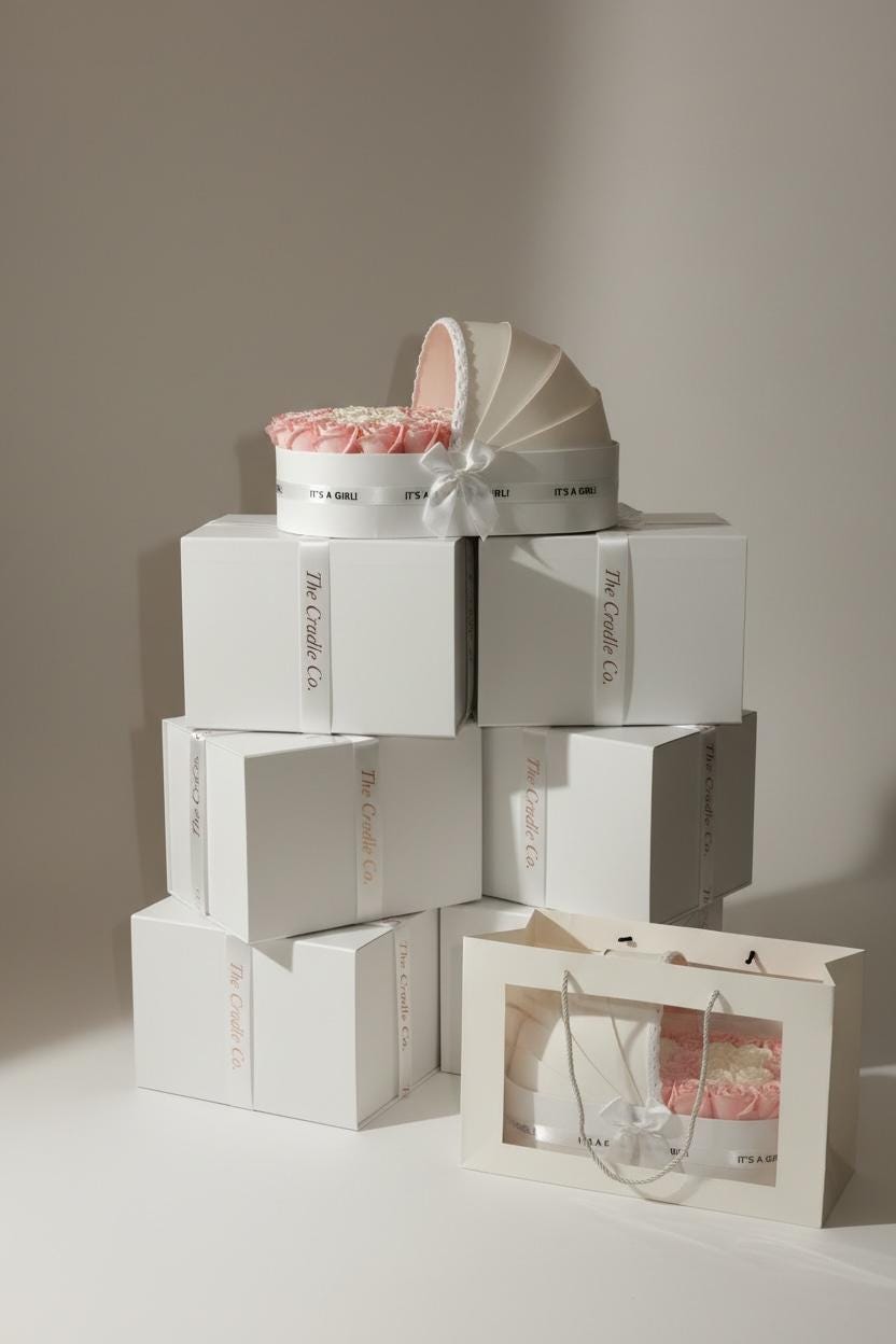 The Ivory Cradle Set with Blush & Ivory Floral