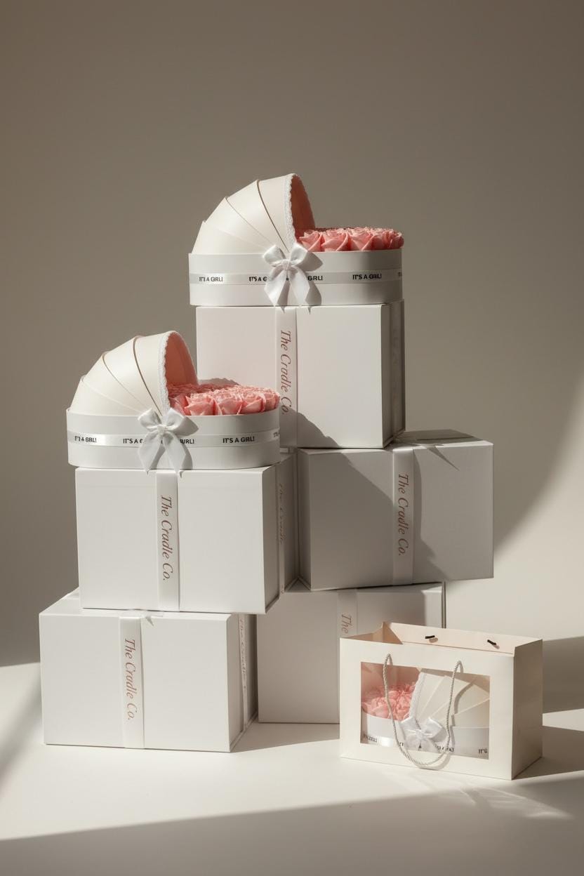 The Ivory Cradle Set with Blush Floral