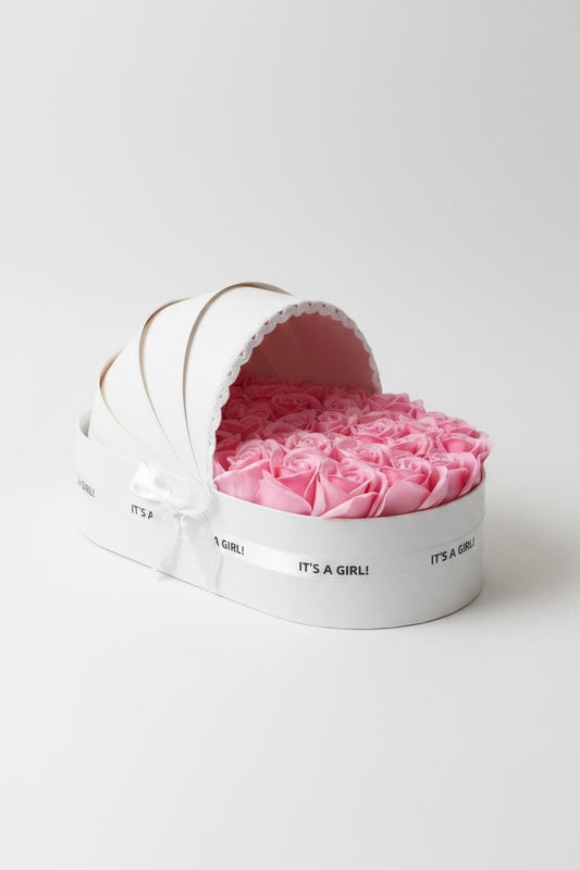 Ivory Cradle Set with Powder Pink Floral