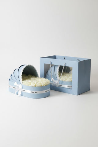 The Powder Blue Cradle Set with Cream Floral