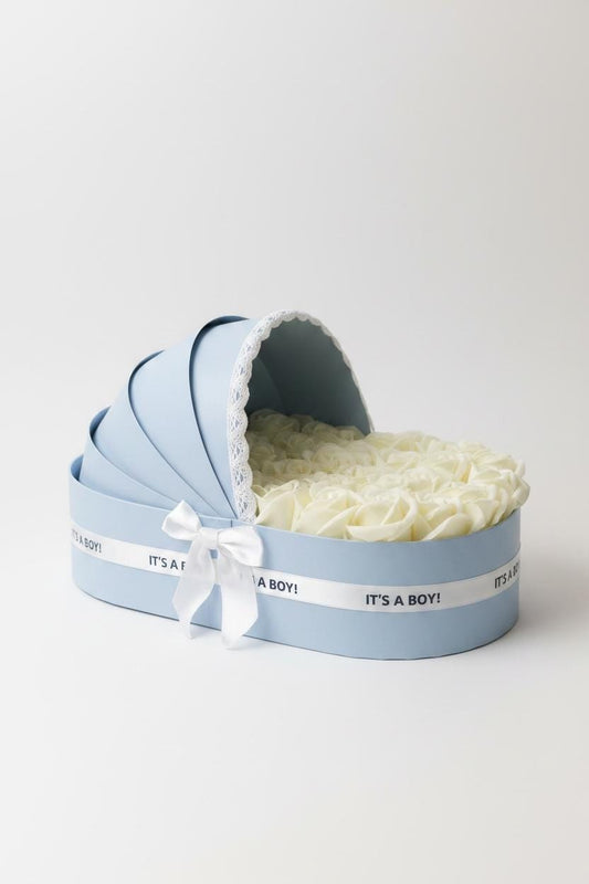 The Powder Blue Cradle Set with Cream Floral