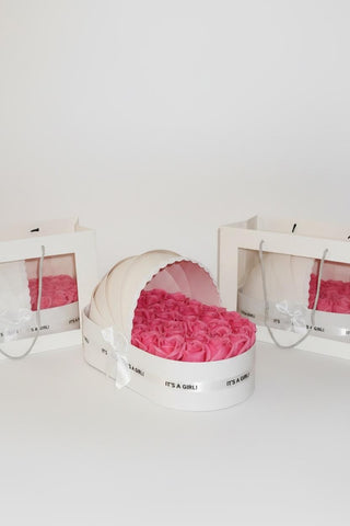 The Ivory Cradle Set with Fuchsia Floral