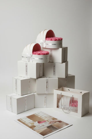 The Ivory Cradle Set with Fuchsia Floral