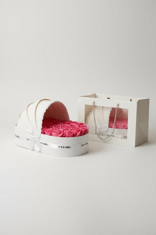 The Ivory Cradle Set with Fuchsia Floral